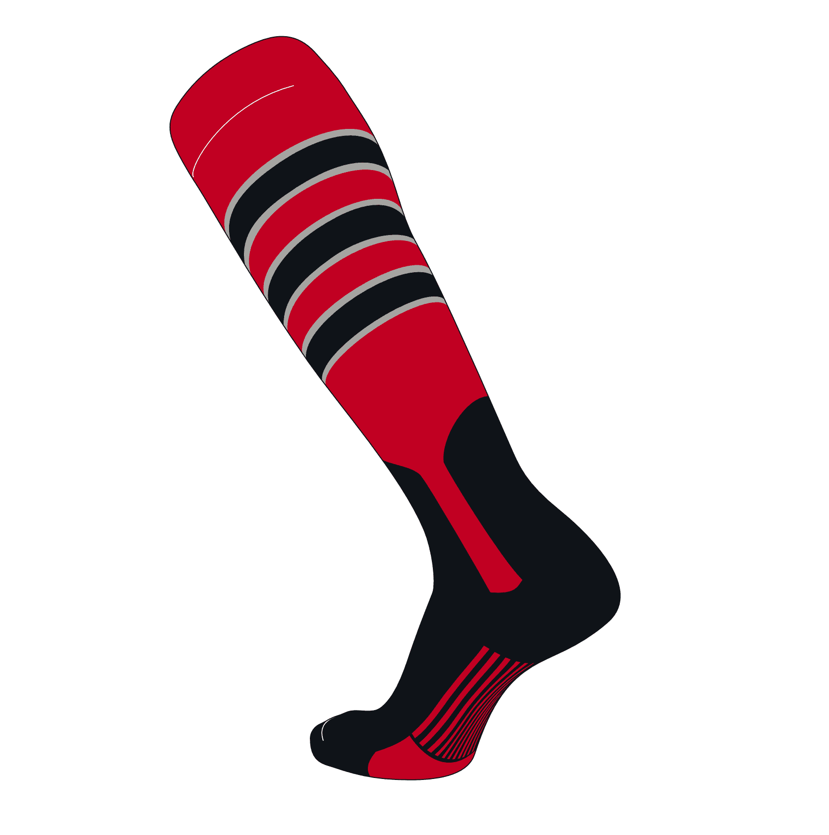 TCK Elite Baseball Knee High Stirrup Socks (D, 7in) Red, Grey, Black ...
