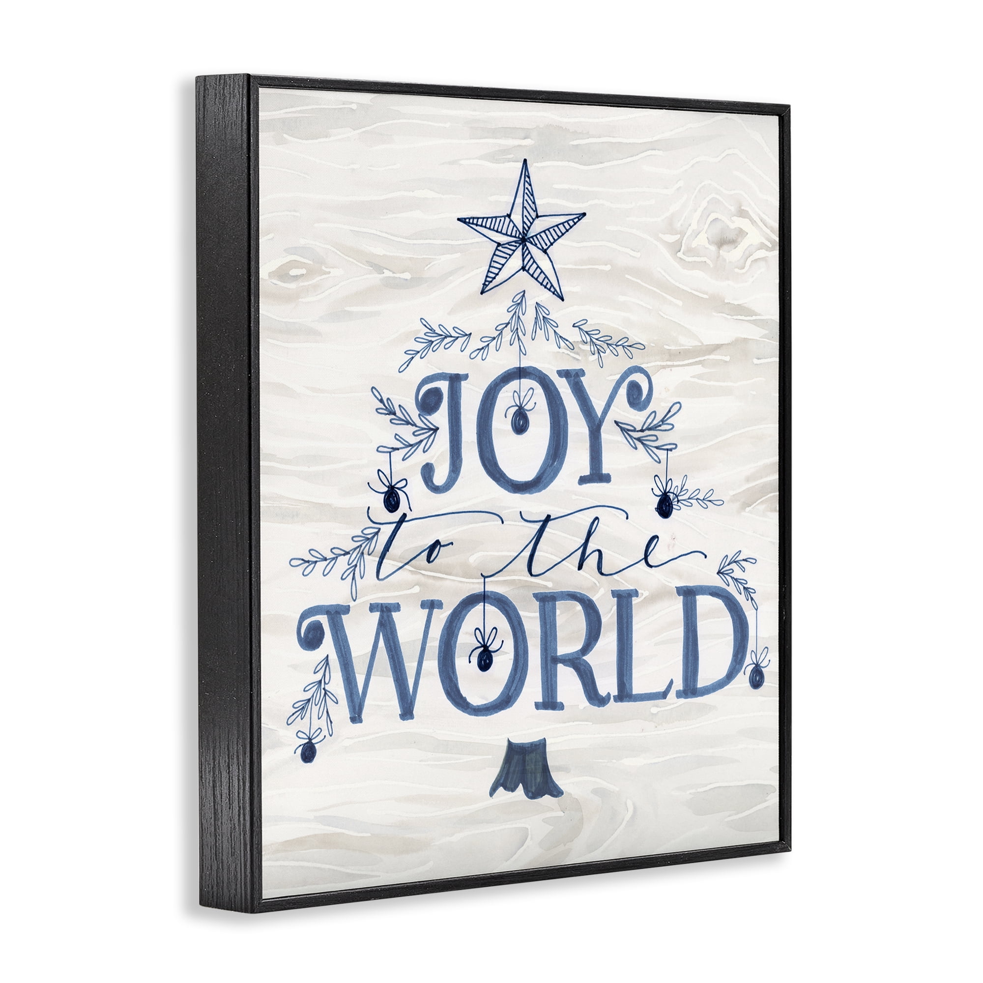 Stupell Industries Joy To World Tree Holiday Painting Black Framed Art Prints Wall Art, 16 x 20