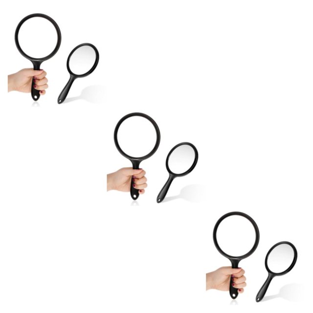 VONKY 2pcs Clear Magnifying Mirror With Handle Portable And Practical Impeccable And Sweet Gift Choice black 3Set
