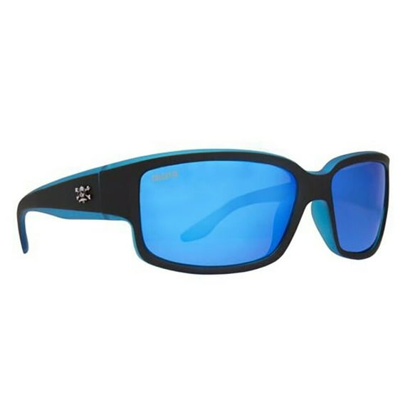 Calcutta Blackjack Sunglasses - Matte Black / Blue Backspray Frame / Blue Mirror