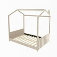 thumbnail image 4 of ARCTICSCORPION Full Contemporary Velvet Pinewood Platform Bed, Beige, 4 of 7