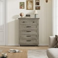 thumbnail image 4 of Garvee Commode à 5 Tiroirs pour Chambre, Commode Verticale avec Grand Rangement, 15,8 Pouces X 31,5 Pouces X 41,3 Pouces, Gris, 4 of 7