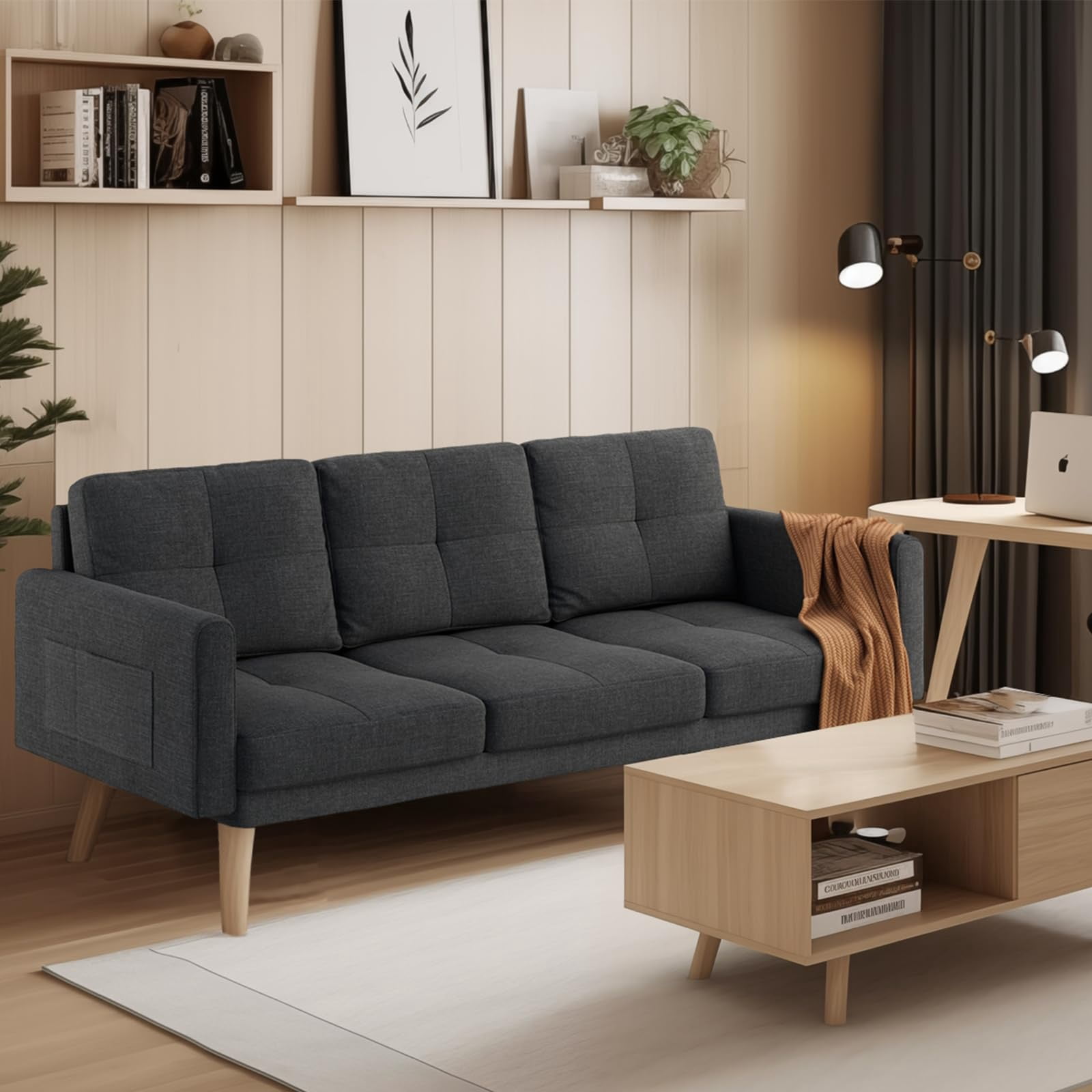Lofka Sectional Couch, Convertible L Shaped Couches for Living Room, Upgraded Sofas with Soft Velvet for Small Spaces, Ligth Gray