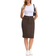 thumbnail image 2 of INSPIRE CHIC Women's Jean Skirt High Waist Back Slit Knee Length Mother's Day Denim Skirts Brown 2XL, 2 of 6