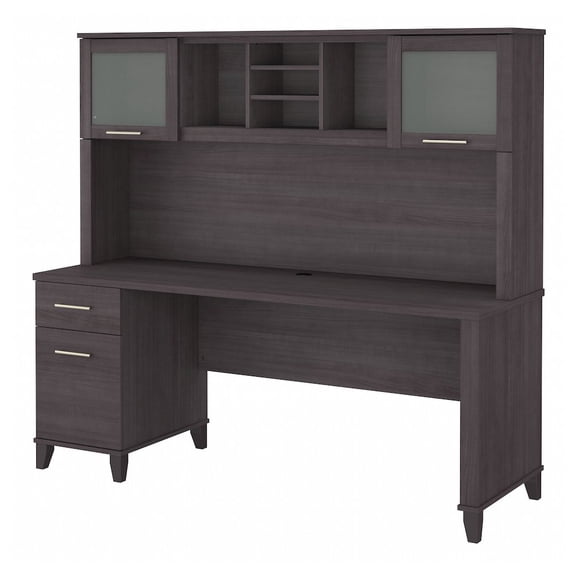 Somerset 72W Office Desk with Drawers and Hutch - Engineered Wood