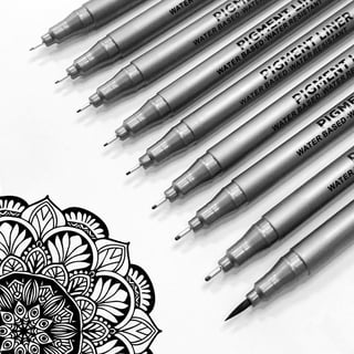 Mincho 8FWZ7GP Set of 10 Black Micro-Pen Fineliner Ink Pens