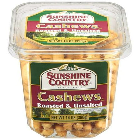 Sunshine Country: Roasted & Unsalted Cashews, 14 Oz