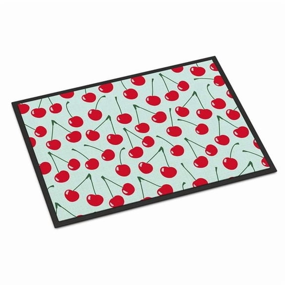 Cherries on Blue Indoor or Outdoor Mat - Blue - 24in. H x 0.25in. W x 36in. L