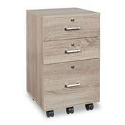 Ktaxon 3-Drawer Rolling Wood File Cabinet with Lock, Portable Vertical Mobile Wooden Storage, Business Filing Cabinet for Home Office,Oak
