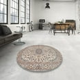 thumbnail image 3 of Ahgly Company Indoor Round Traditional Desert Sand Beige Medallion Area Rugs, 3' Round, 3 of 6