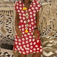 thumbnail image 2 of IROINNID Plus Size Casual Dresses For Women Daisy Printed V-Neck Short Sleeve Loose Knee-Length Dress Summer, 2 of 8