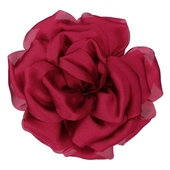 Uxcell Silk Satin Flower Brooch Pin Large Peony Floral Lapel Pin for Women Burgundy