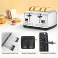 thumbnail image 3 of Toaster 4 Slice,Ultra-Clear Led Display, Dual Control Panels With Independent Settings,Retro Stainless Steel Toater with 6 Shade Settings,4 Slice Toa, 3 of 7