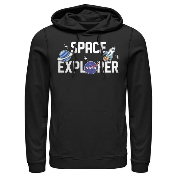 Men's NASA Space Explorer Pull Over Hoodie Black Large