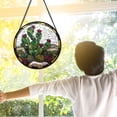 thumbnail image 4 of Stained Glass Window Hanging,Green Cactus Purple Flowers Suncatcher Diamond Glass Panel Sun Catchers Decor for Birthday for Women, Men, Wife, Aunt, and Mom, 4 of 5