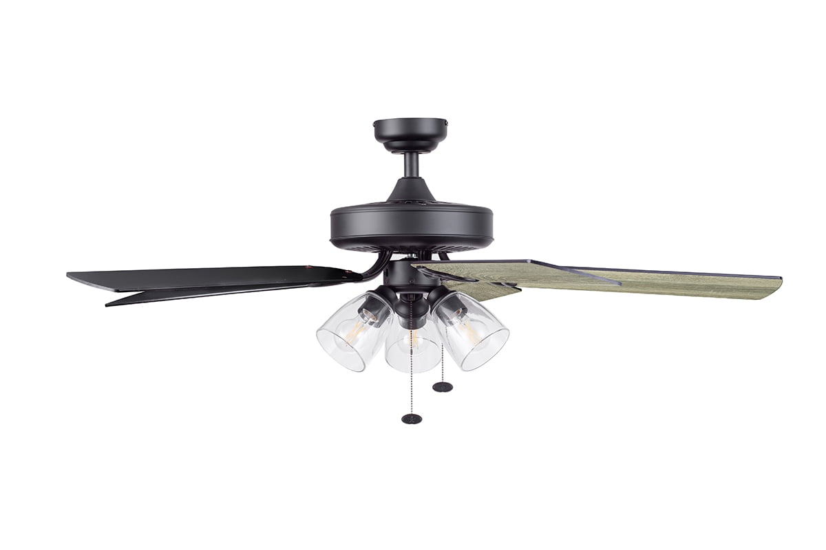 Better Homes & Gardens 52" Matte Black Indoor Ceiling Fan with Light, 5 Blades, Pull Chains & Reverse Airflow