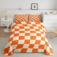thumbnail image 2 of Feelyou Moder Square Abstract Bedding Comforter Set for Kids, Chic Orange Plaid Twin Comforter Sets, Pixelated Blocks Miners Reversible Bedding Set, Ultra Soft Bedroom Decor, 2-Piece, 2 of 8