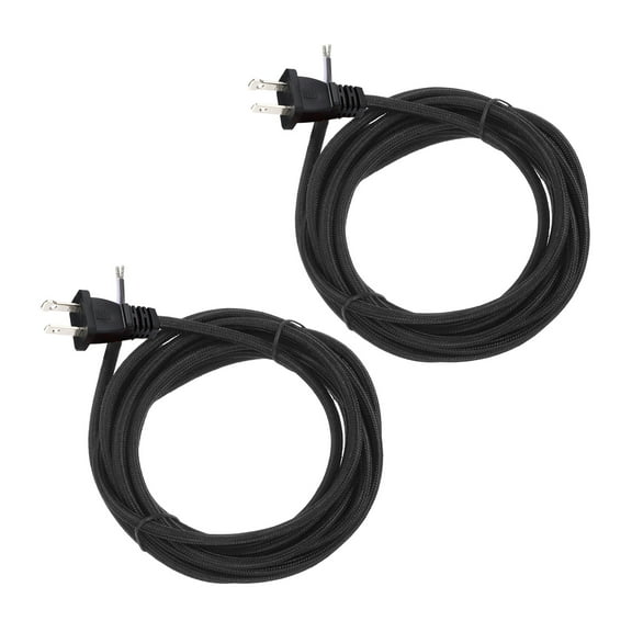 Uxcell 12Ft 18/2 Cloth Covered Lamp Cord with Plug, 2 Pcs Vintage Electrical Lamp Cord with Stripped Ends for Extension Wiring DIY Repairing, Black