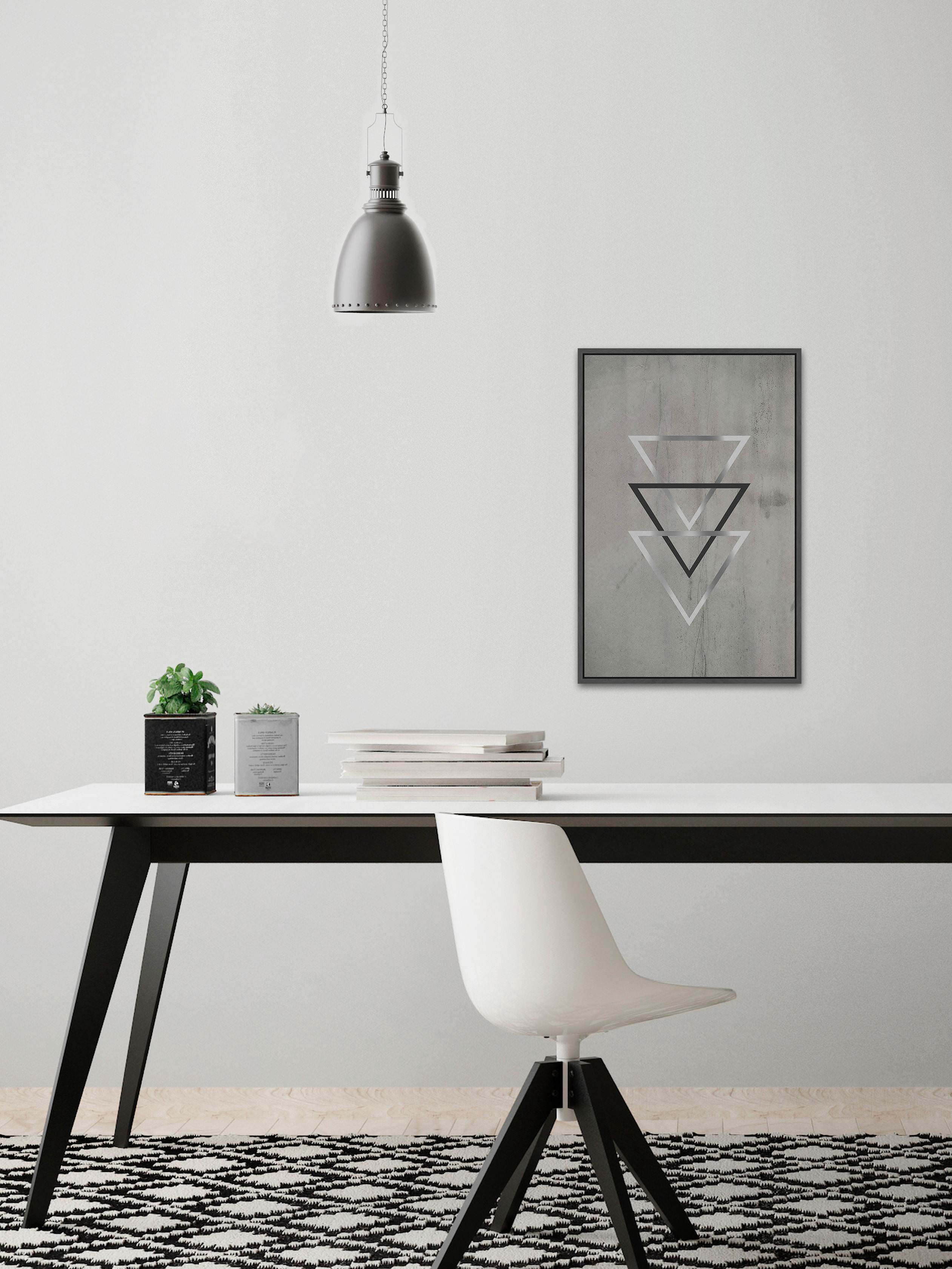 Silver Triangles Floater Framed Painting Print on Canvas