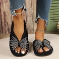 thumbnail image 3 of Iyufng Women's Fuzzy Plush Thong Slippers Sparkly Rhinestone Bow Decor Soft Cozy Indoor House Flip Flop Slides, 3 of 9