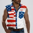 thumbnail image 2 of mens gifts! BiZtdJrK Mens Sleeveless Patriotic Shirt Button Down Collared Tank Tops American Flag 4th of July T-Shirt Blouse with Pockets Red L, 2 of 6