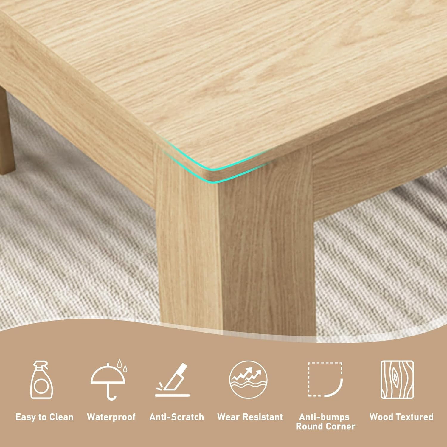 ChVans Large Mobile Extendable Dining Table for 6-10, Modern Wood Kitchen Table Rectangular Table for Dining Room, Living Room