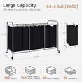 thumbnail image 4 of 5-Section Rolling Laundry Sorter with Wheels, Large Capacity Laundry Hamper Cart with Removable Bags and Metal Frame for Laundry Room, Bedroom and Dorm, 4 of 9