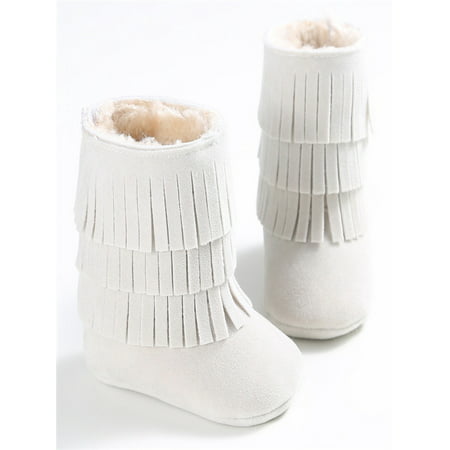 Keep Warm Double-deck Tassels Soft Snow Boots Soft Crib Shoes Toddler (Best Hunting Boots To Keep Feet Warm)
