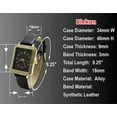 thumbnail image 5 of Blekon Collections Japanese Quartz Women's 34mm Rectangular Case Rhinestone Bezel Glossy Textured Leather Strap Watch, 5 of 5