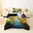 thumbnail image 2 of Feelyou Cartoon Dinosaur Twin Comforter Sets for Kids, Nature Jungle Wildlife Bedding Set, Green Blue, Black Reversible, 2pcs, 2 of 6
