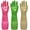 Green, Pink, Beige, variant on BZUEPRS 3 Pairs of Rubber Dishwashing Gloves for Kitchen and Household Cleaning – Long Cuff 15", Reusable, Flexible Long-lasting and Non-Slip (Red+Yellow+Green, Large)