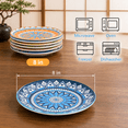 8 Inch Mandala Ceramic Dinner Plates Set, Vibrant Mix-and-Match Colors ...