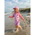 thumbnail image 6 of BemeyourBBs Toddler Baby Girl One Piece Swimsuit with Hat Infant Baby Bathing Suit Rash Guard Strawberry Bow Cherry Print Long Sleeves Front Zipper Swimwear Summer Beachwear, 6 of 9