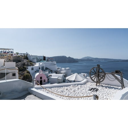 Canvas Print Travel Summer Santorini Tourism Greece Greek Oia Stretched Canvas 10 x (Best Month To Travel To Santorini Greece)