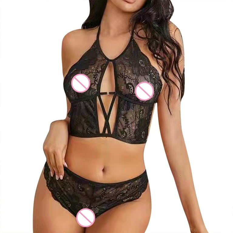 GWAABD Hot Babe Clothing Women's Lace Blouse Underwear Suit Adjustable  Lacing Midriff Back Lingerie 