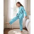 thumbnail image 3 of Girls Pajamas Silk PJS Set Satin Sleepwear Long Sleeve Jammies for Kids Button-Down Nightwear Loungewear 3-16 Years, 3 of 7