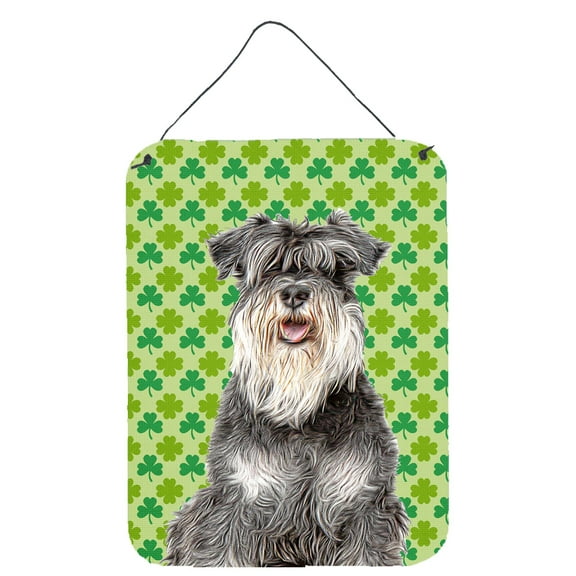 Carolines Treasures KJ1199DS1216 St. Patricks Day Shamrock Schnauzer Wall or Door Hanging Prints 12WX16H multicolor