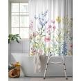 thumbnail image 2 of Split Shower Curtain for Transfer Bench, Spring Floral Fabric Shower Curtains for Bathroom, Colorful Watercolor Botanical Summer Tub Sliding Transfer Bench Waterproof Bath Curtains 72"x72", 2 of 9