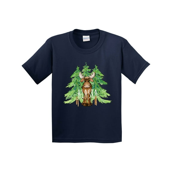 Inktastic Alaska Moose and Trees Youth T-Shirt