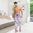 thumbnail image 3 of Men's Pajama Pants with Pockets Sleepwear Lounge Pants Stretch Casual Tie Dye 2 Tone Pink Blue 21, 3 of 7