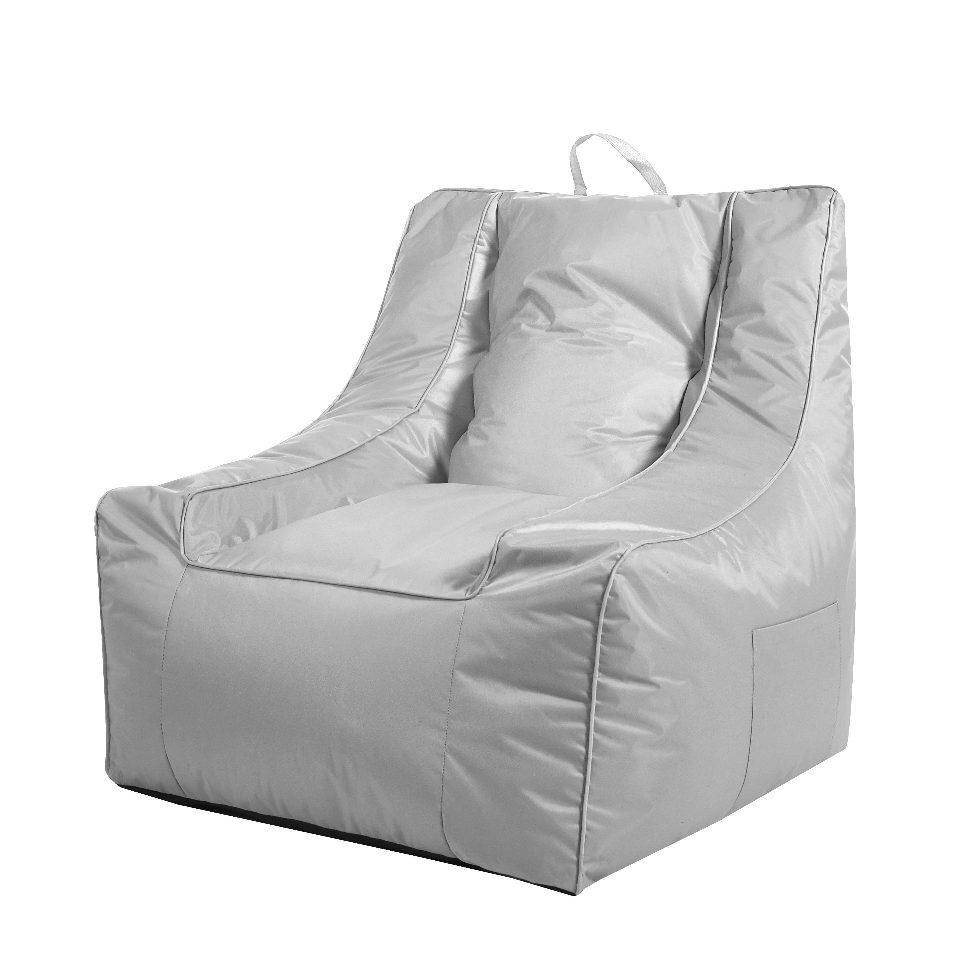 Urban Shop Supportive Polyester Canvas Bean Bag with Pocket, Silver
