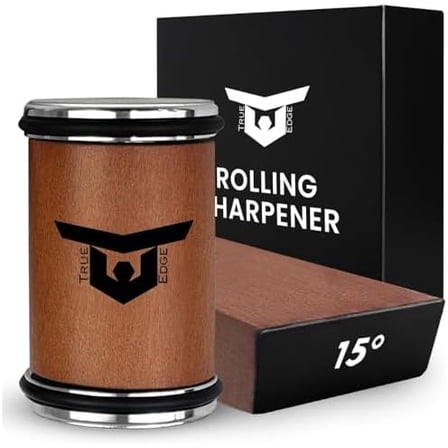 Rolling Knife Sharpener with Diamond/Ceramic, 15° & 20° Magnetic Angles for Kitchen & Hunting