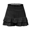 thumbnail image 5 of Lroveb Summer Shorts for Women 2024 High Waisted Ruffle Hem Shorts Pleated Casual Flowy Beach Shorts Black, 5 of 6