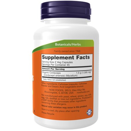 NOW Foods コルディセプス (冬虫夏草) 750mg 90粒 ベジカプセル ナウフーズ Cordyceps 750mg 90 Vegcapsules