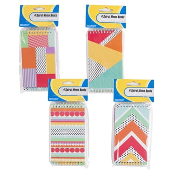 MEMO BOOKS 60 SHEETS 4PK 3X5 AST GEOMETRIC PATTERNS STAT/PBH, Case Pack of 36