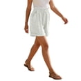 thumbnail image 2 of Endives Womens Wide Leg Short Pants Elastic Waist Loose Cuffed Shorts Casual Short with Pockets M-4XL White, 2 of 5
