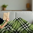 thumbnail image 3 of Checkered Soft Flannel Fleece Throw Blanket, Classical Celtic Pattern Symmetrical Stripes and Squares Print, Cozy Plush for Indoor and Outdoor Use, 60" x 80", Pale Yellow Fern Green, by Ambesonne, 3 of 5