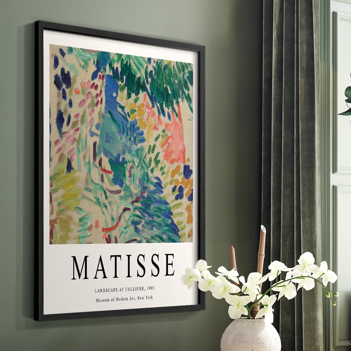 Matisse CDXCIII in Black Solid Wood Framed Print No Nail Hanging