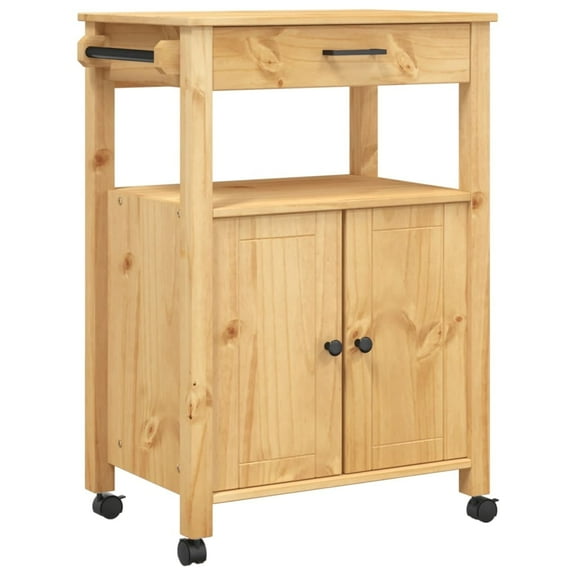 vidaXL Kitchen Trolley MONZA 23.6"x15.7"x35.4" Solid Wood Pine