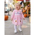 thumbnail image 4 of RUINIXCW Toddler Baby Girl Halloween Dress Outfit Little Baby Girls Fall Smocked Dress Clothes Funny Ghost Pumpkin Spider Embroidery  Doll Collar Long Sleeve Gingham Plaid Dress, 4 of 9